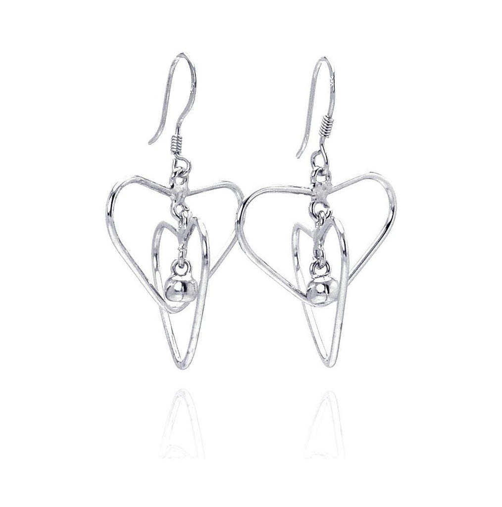 .925 Sterling Silver Rhodium Plated Open Cross Heart Dangling Hook Earrings