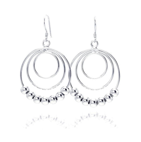 .925 Sterling Silver Rhodium Plated Open Multiple Graduate Circle Dangling Chandelier Hook Earrings