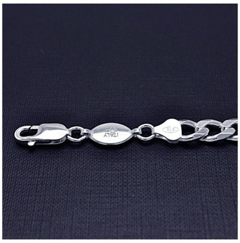 .925 Sterling Silver E-coated Curb Link Bracelet 220, <b>size: 8</b>