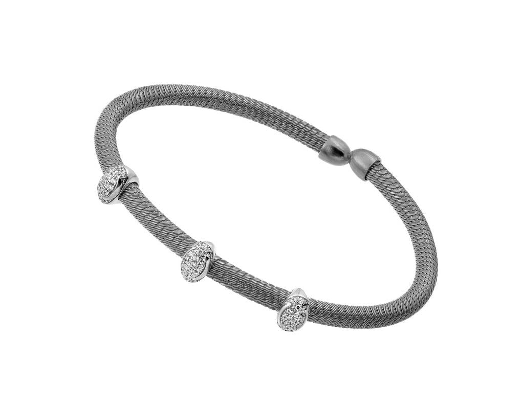 .925 Sterling Silver Rhodium Plated Micro Pave Clear Cz Bracelet