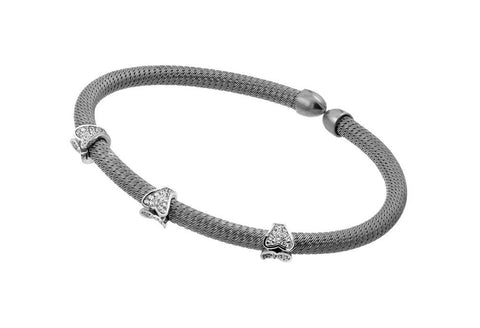 .925 Sterling Silver Rhodium Plated Micro Pave Clear Cz Bracelet