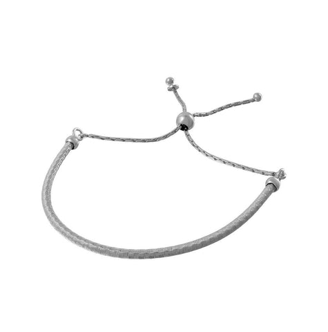 .925 Sterling Silver Rhodium Plated Italian Lariat Bracelet