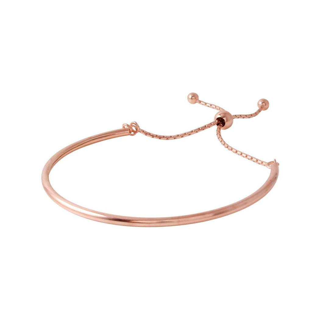 .925 Sterling Silver Rose Gold Plated Adjustable Bangle Bracelet Italian Bracelet