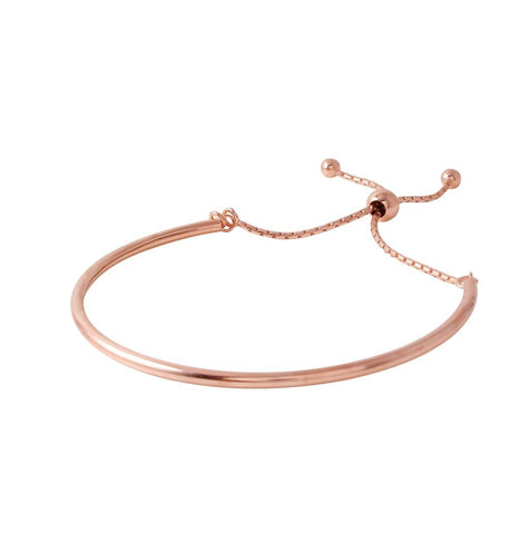 .925 Sterling Silver Rose Gold Plated Adjustable Bangle Bracelet Italian Bracelet