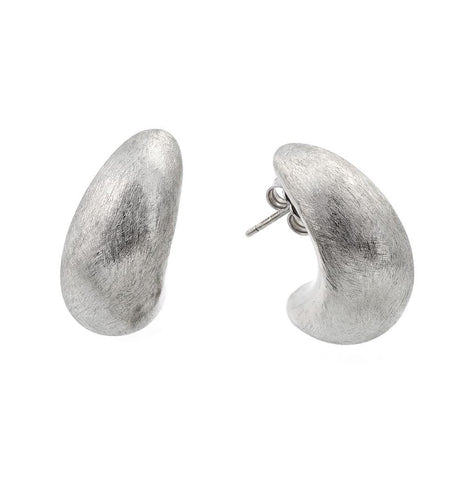 .925 Sterling Silver Rhodium Plated Crescent Stud Earrings