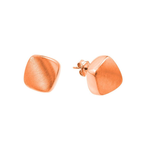 .925 Sterling Silver Rose Gold Plated Square Stud Earrings