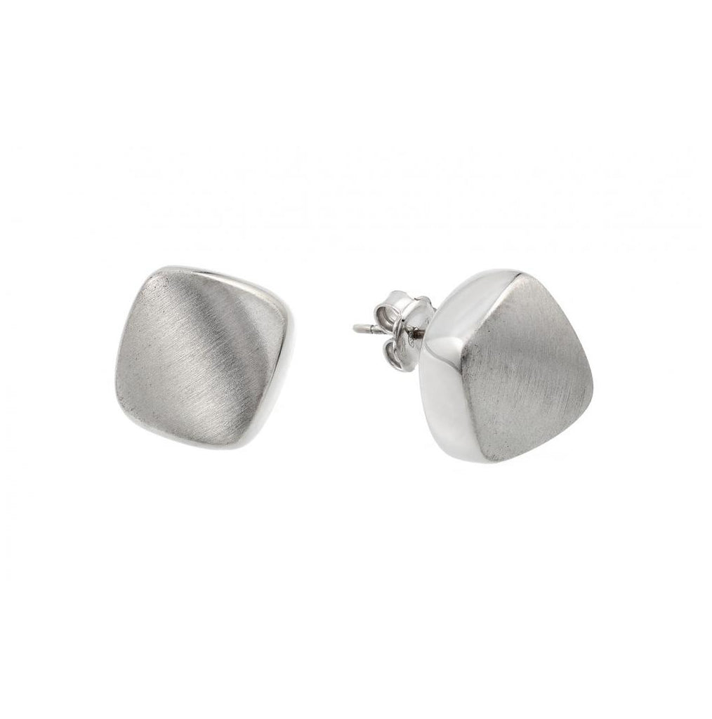 .925 Sterling Silver Rhodium Plated Square Stud Earrings