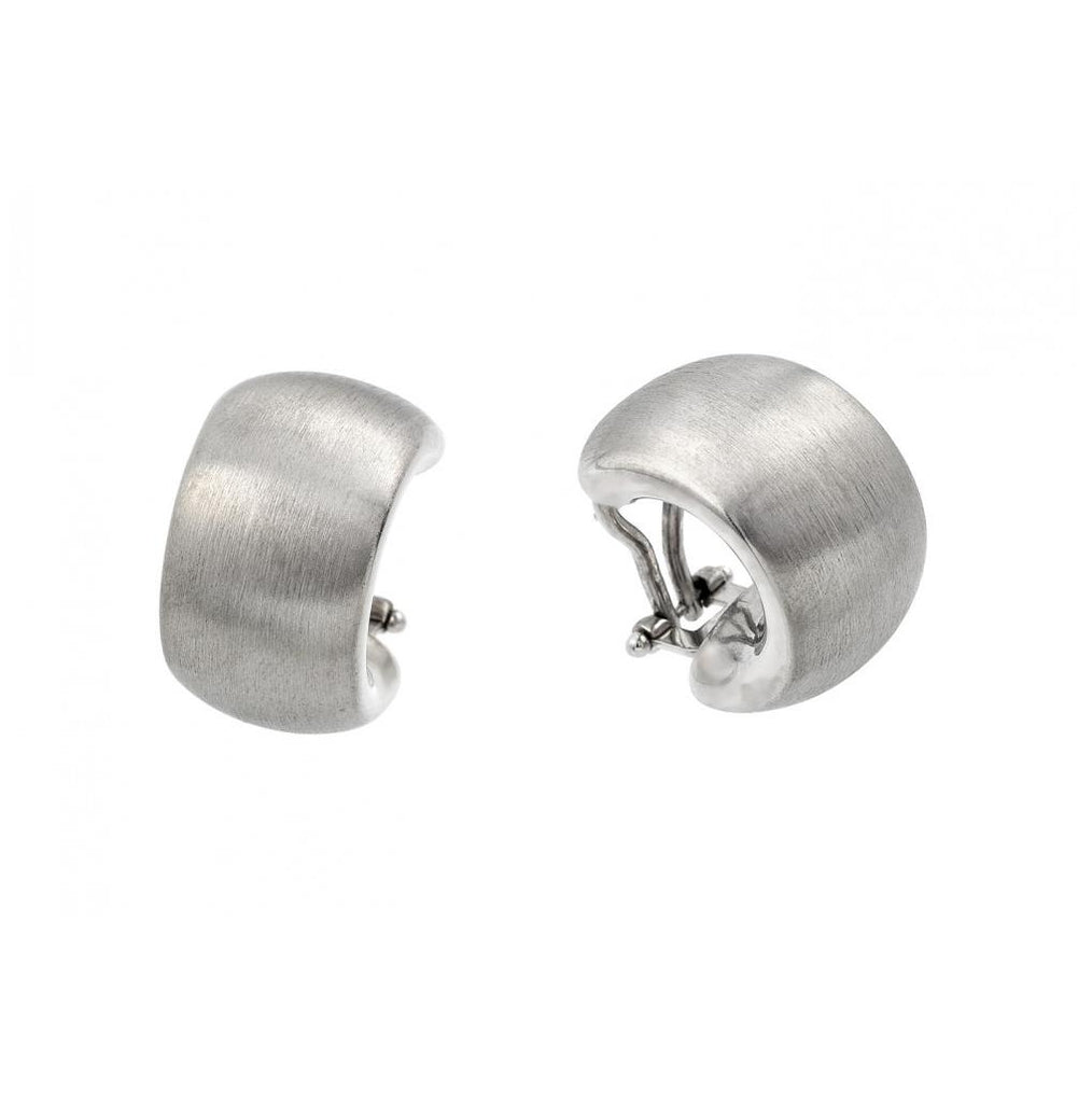 .925 Sterling Silver Rhodium Plated Crescent Stud Earrings