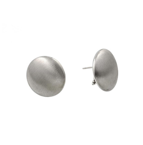 .925 Sterling Silver Rhodium Plated Flat Round Stud Earrings