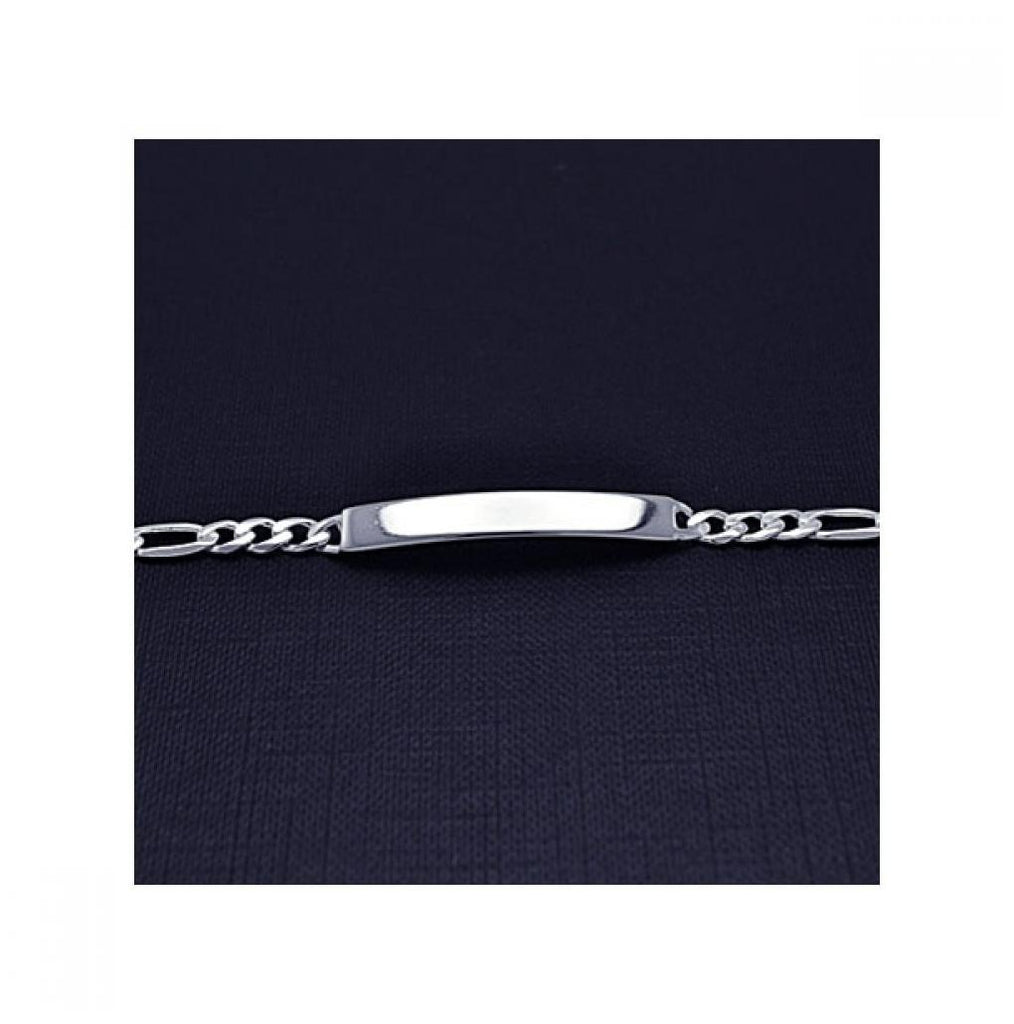 .925 Sterling Silver Figaro Id Engravable Bracelet, <b>size: 7</b>