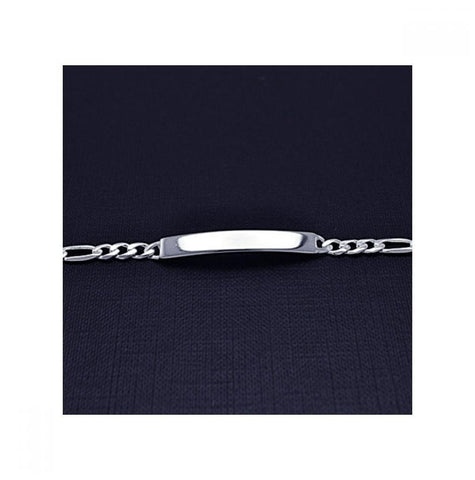 .925 Sterling Silver Figaro Id Engravable Bracelet, <b>size: 7</b>