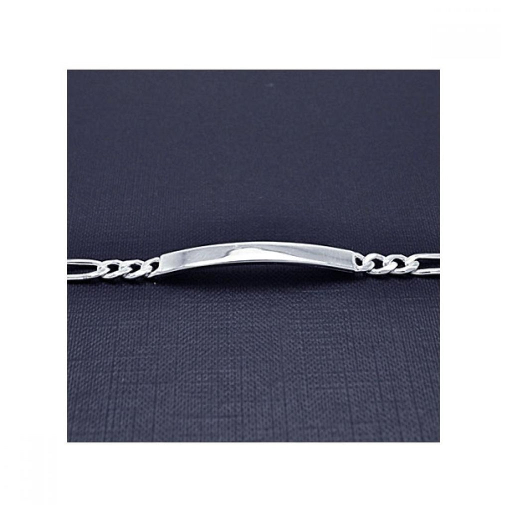 .925 Sterling Silver Figaro Id Engravable Bracelet, <b>size: 7</b>