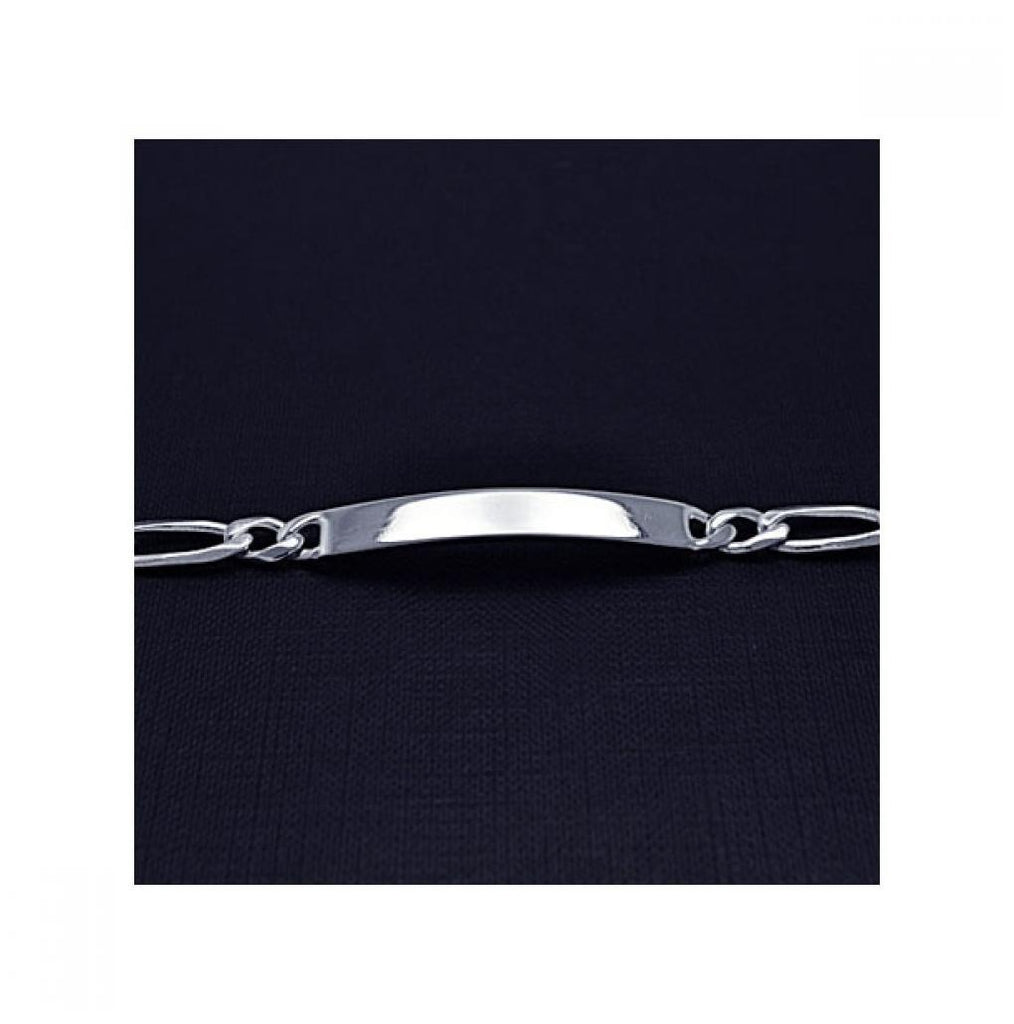 .925 Sterling Silver Figaro Id Engravable Bracelet, <b>size: 7</b>