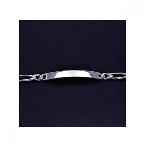 .925 Sterling Silver Figaro Id Engravable Bracelet, <b>size: 7</b>