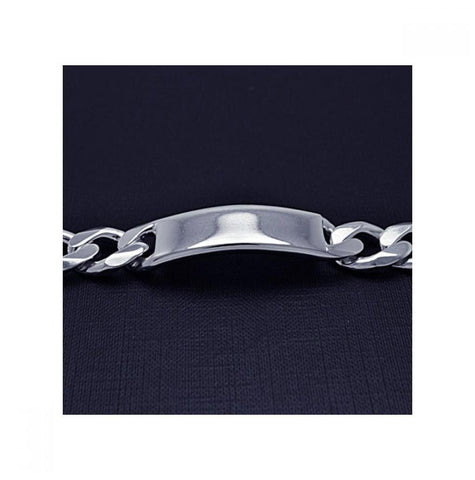 .925 Sterling Silver Figaro Id Engravable Bracelet