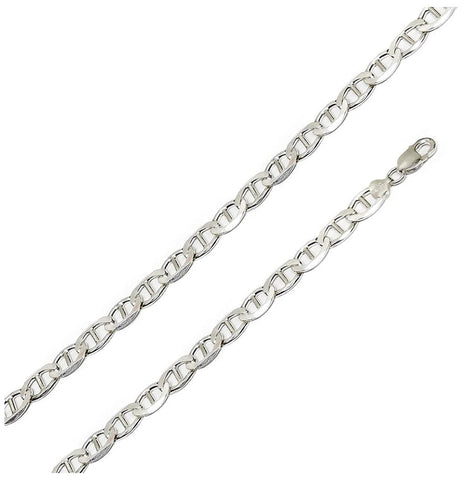 .925 Sterling Silver High Polished Flat Marina Chain 7mm, <b>size: 26</b>