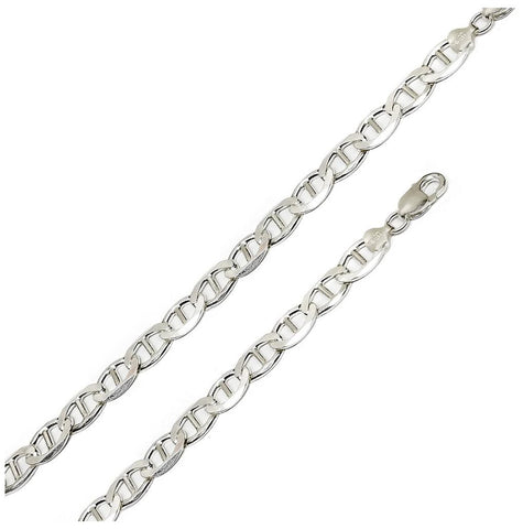 .925 Sterling Silver High Polished Flat Marina Chain 9mm, <b>size: 26</b>