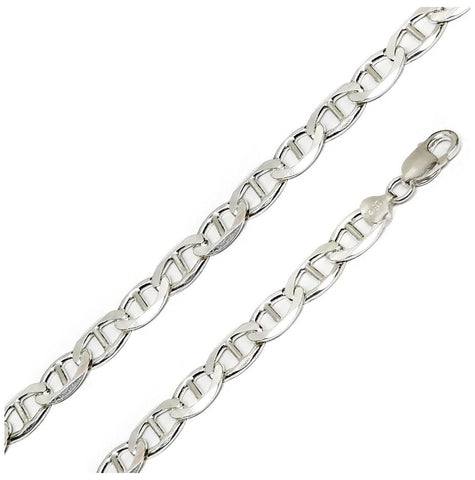 .925 Sterling Silver High Polished Flat Marina Chain 11mm, <b>size: 24</b>