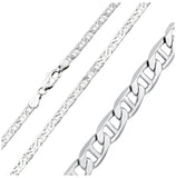 .925 Sterling Silver High Polished Flat Marina Link Bracelet, <b>size: 7</b>