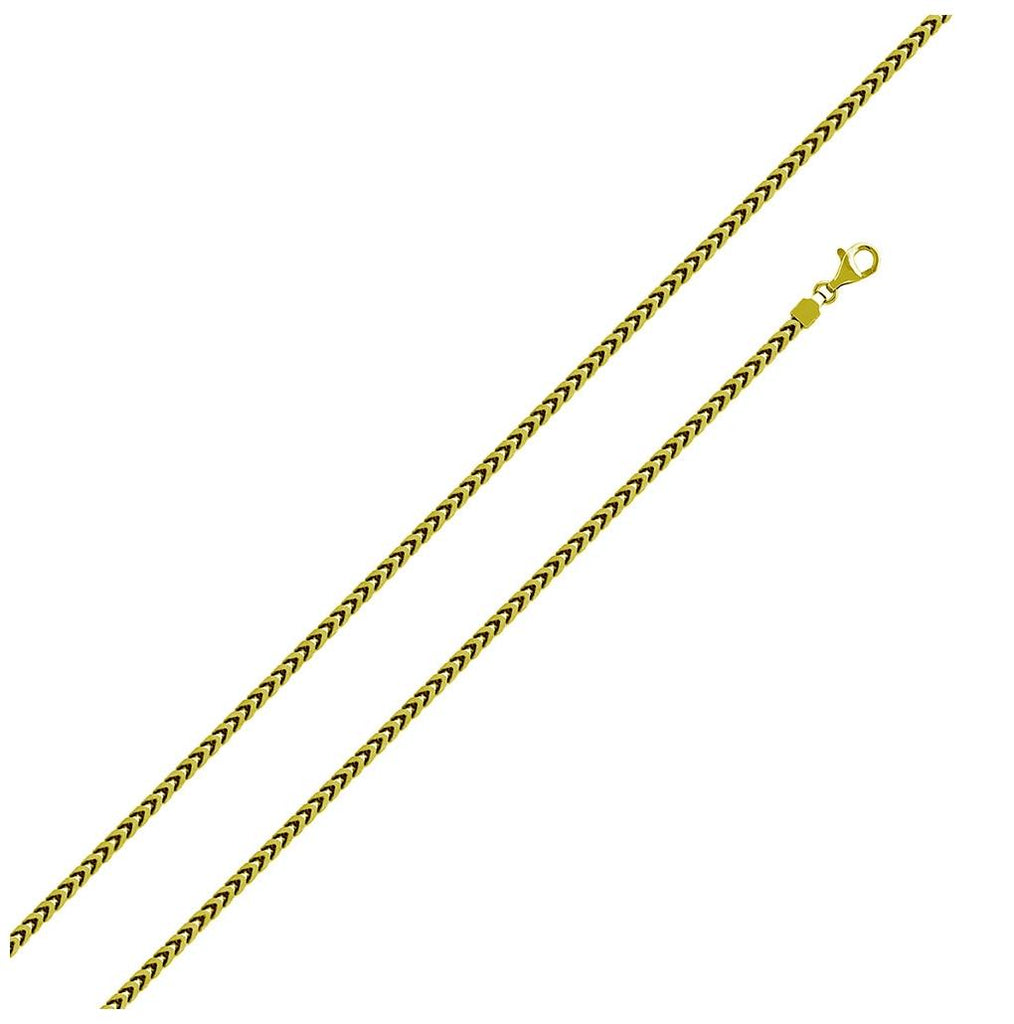 .925 Sterling Silver Gold Plated Franco Chain 1.3mm, <b>size: 16</b>