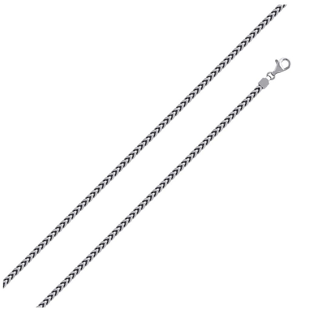 .925 Sterling Silver Rhodium Plated Franco Chain 1.8mm, <b>size: 16</b>