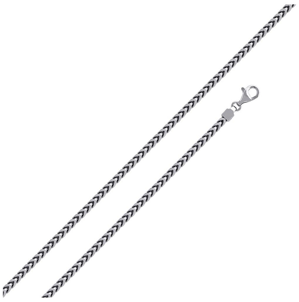 .925 Sterling Silver Rhodium Plated Franco Chain 2.3mm, <b>size: 16</b>