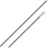 .925 Sterling Silver Rhodium Plated Franco Chain 3mm, <b>size: 22</b>