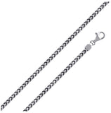 .925 Sterling Silver Rhodium Plated Franco Chain 3.7mm, <b>size: 22</b>