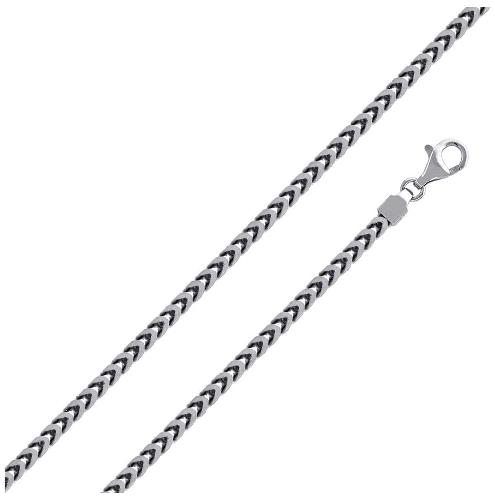 .925 Sterling Silver Rhodium Plated Franco Chain 3.7mm, <b>size: 22</b>