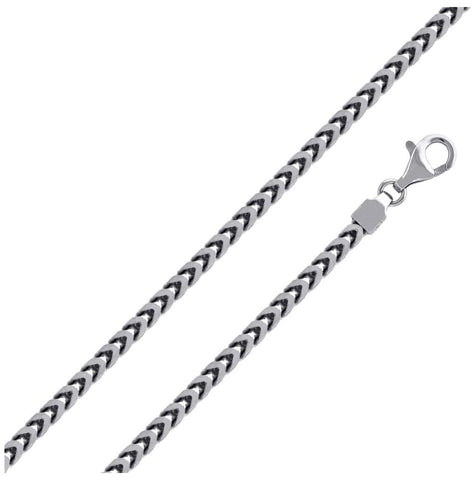 .925 Sterling Silver Rhodium Plated Franco Chain 4.2mm, <b>size: 24</b>