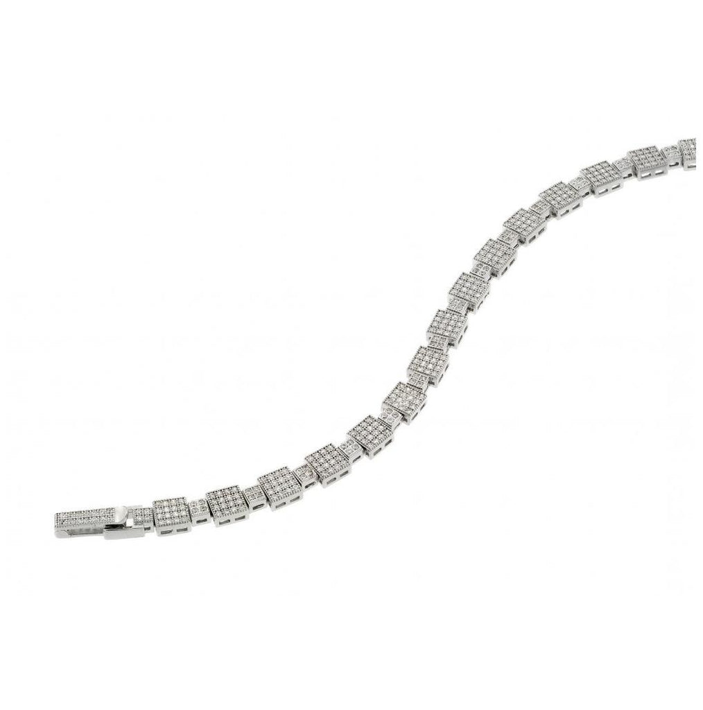 .925 Sterling Silver Rhodium Plated Pave Cz Bracelet