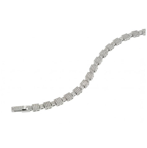 .925 Sterling Silver Rhodium Plated Pave Cz Bracelet