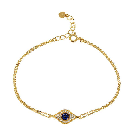 .925 Sterling Silver Gold Plated Evil Eye Bracelet