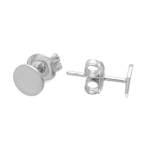 .925 Sterling Silver Rhodium Plated Disc Stud Earrings