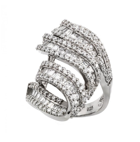 .925 Sterling Silver Rhodium Plated Micro Pave Cz Ring, <b>size: 5</b>