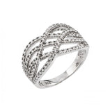 .925 Sterling Silver Rhodium Plated Micro Pave Set Clear Cz Interlacing Knot Ring, <b>size: 5</b>