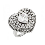 .925 Sterling Silver Rhodium Plated Heart Micro Pave Cluster Ring, <b>size: 5</b>