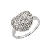 .925 Sterling Silver Rhodium Plated Micro Pave Set Cz Heart Ring, <b>size: 5</b>