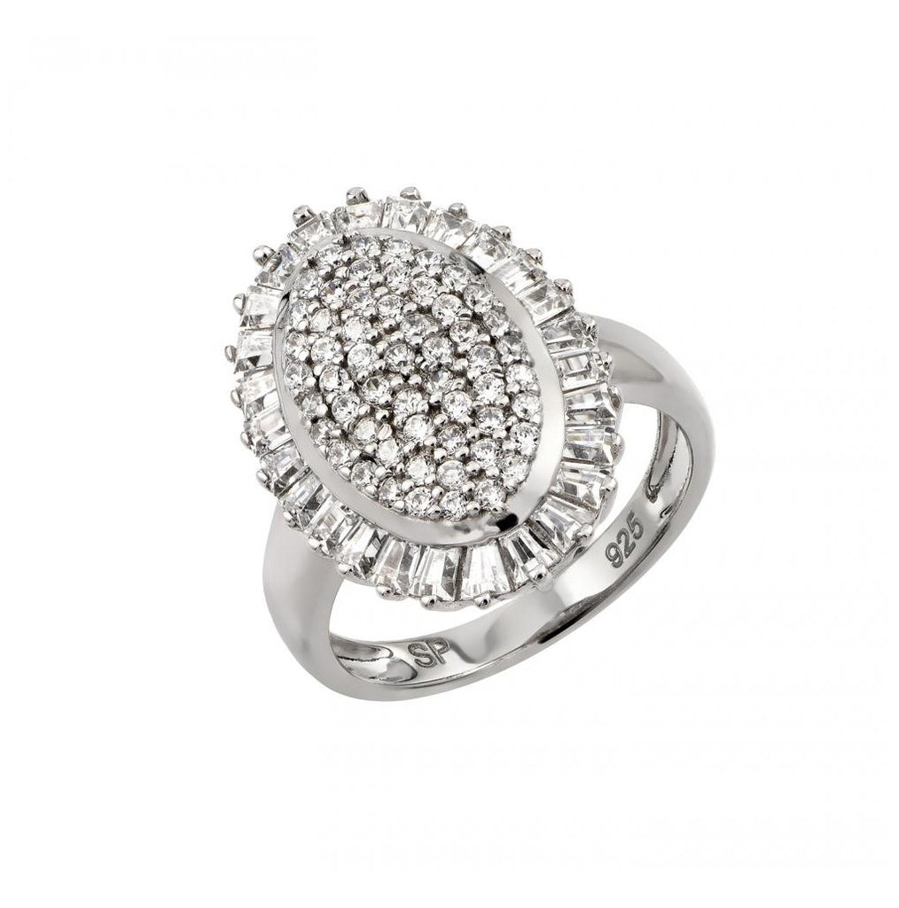 .925 Sterling Silver Rhodium Plated Micro Pave Cz Ring, <b>size: 5</b>