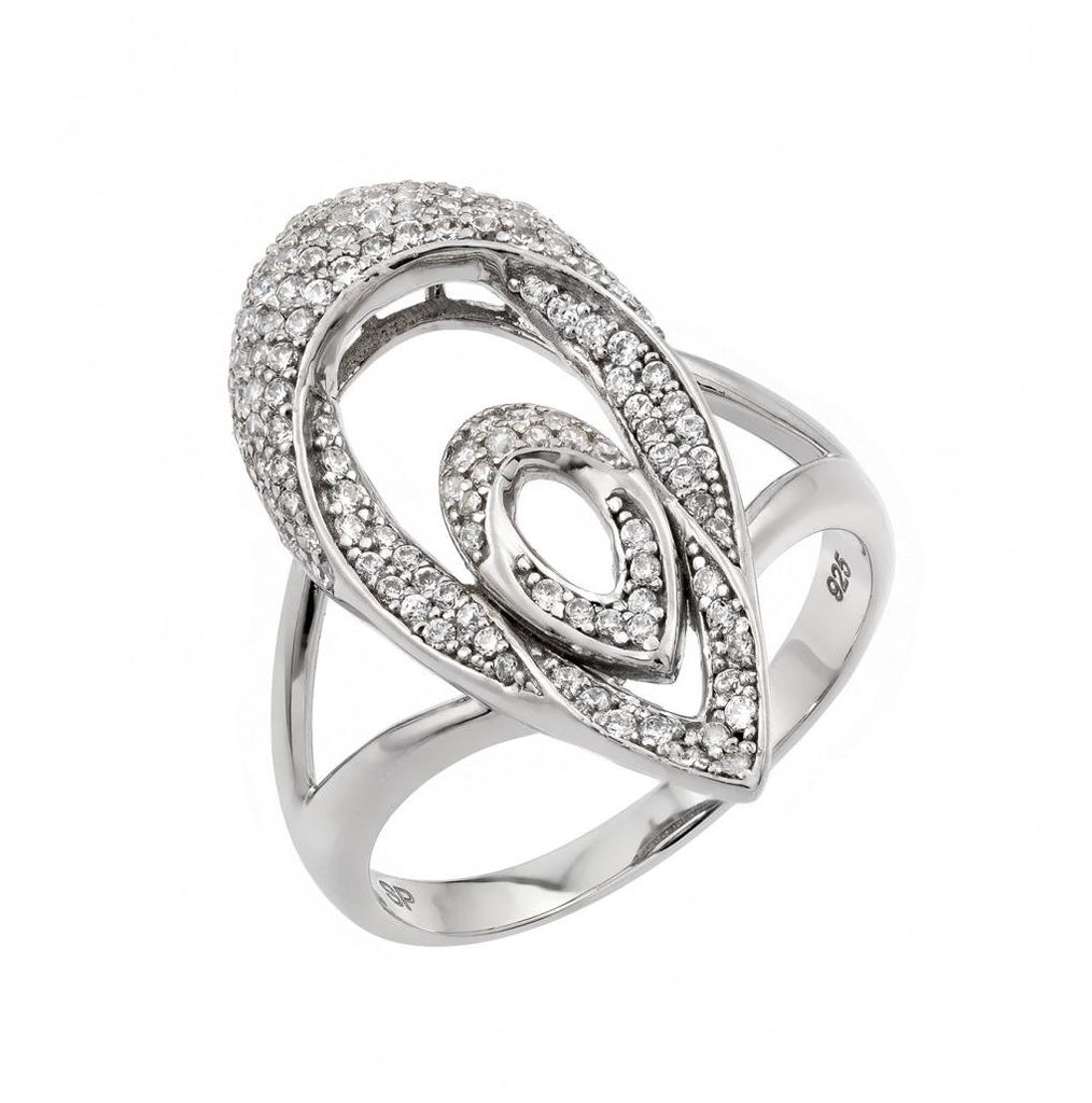 .925 Sterling Silver Rhodium Plated Micro Pave Cz Ring, <b>size: 5</b>