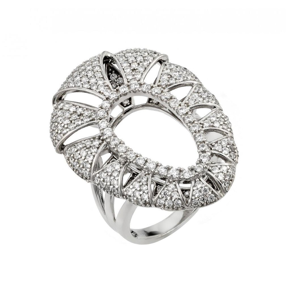 .925 Sterling Silver Rhodium Plated Micro Pave Cz Ring, <b>size: 5</b>