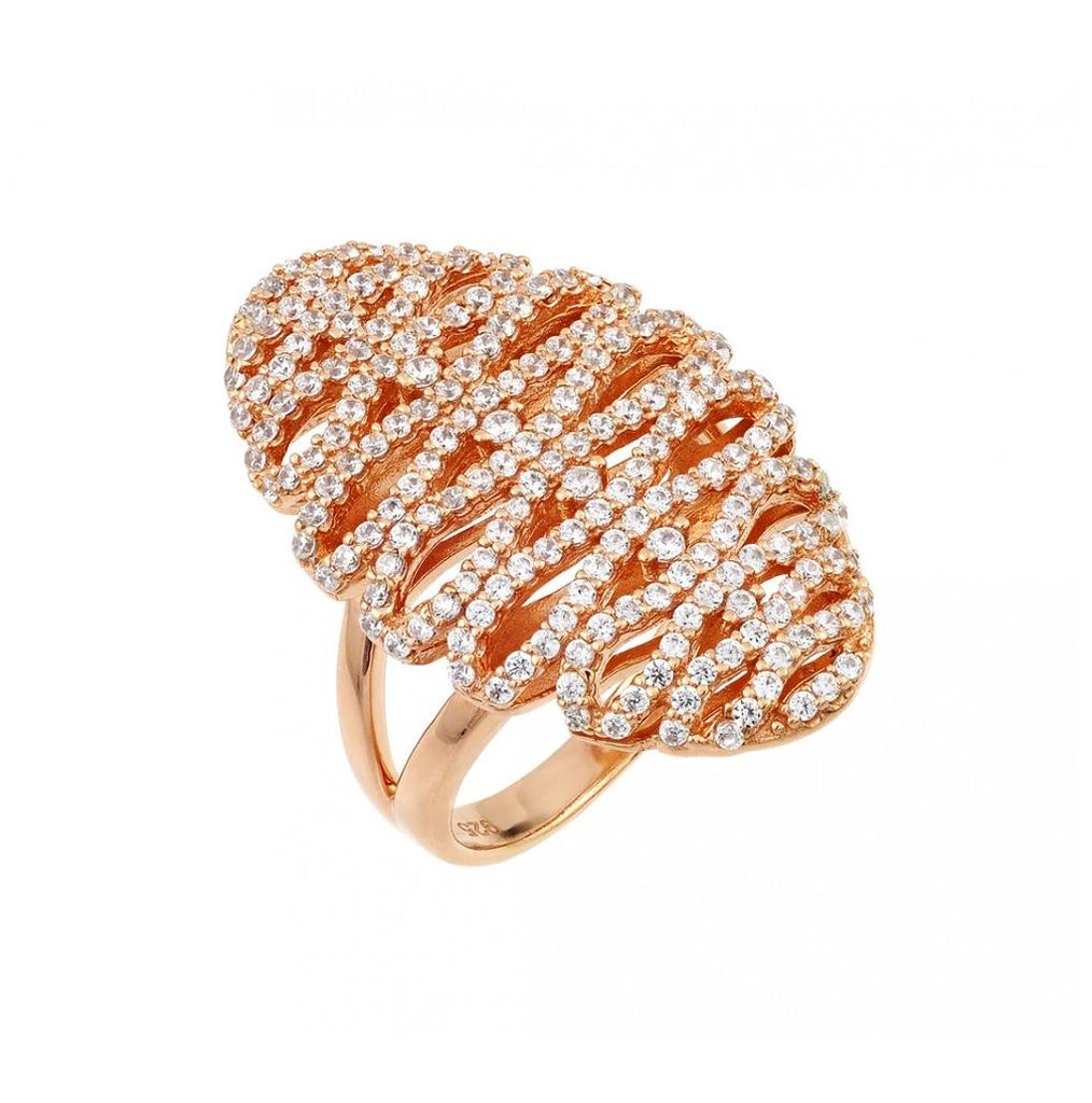 .925 Sterling Silver Rose Gold Plated Zig Zag Ring, <b>size: 5</b>