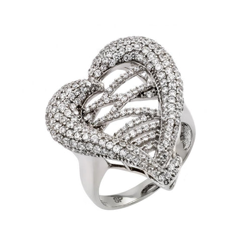 .925 Sterling Silver Rhodium Plated Micro Pave Cz Ring, <b>size: 5</b>