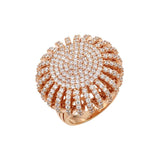 .925 Sterling Silver Rose Gold Plated Flower Sun Micro Pave Ring, <b>size: 5</b>