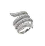 .925 Sterling Silver Rhodium Plated Coil Pave Cz Ring, <b>size: 5</b>