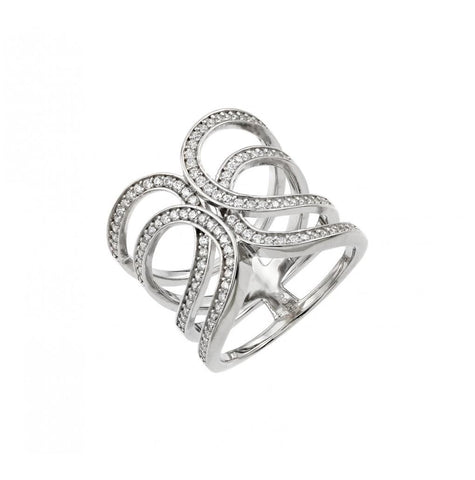 .925 Sterling Silver Rhodium Plated Double Interlace Ring, <b>size: 5</b>