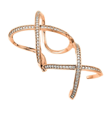 .925 Sterling Silver Rose Gold Plated Knuckle Extension Cz X X Ring, <b>size: 6</b>