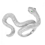 .925 Sterling Silver Rhodium Plated Cobra Cz Ring, <b>size: 6</b>