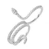 .925 Sterling Silver Rhodium Plated Snake Cz Ring, <b>size: 6</b>