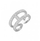 .925 Sterling Silver Rhodium Plated Open H-shaped Cz Ring, <b>size: 5</b>